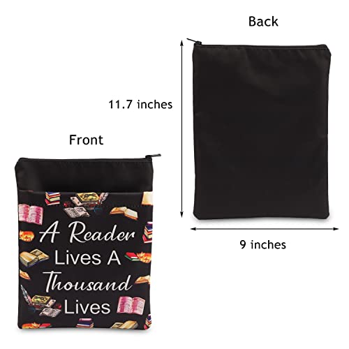 BNQL Book Cover for Book Lovers Book Sleeve with Zipper Paperback Book Protector Sleeve A Reader Lives a Thousand Lives Gifts (A Reader Lives a Thousand Lives)