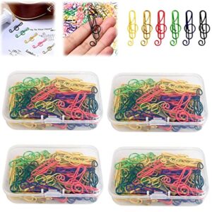 200pcs music multicoloured metal paper clips,creative musical notes style cute paper clips,bookmark clips for teachers,students,office,school file organization,durable and rustproof,6 colors,with box.