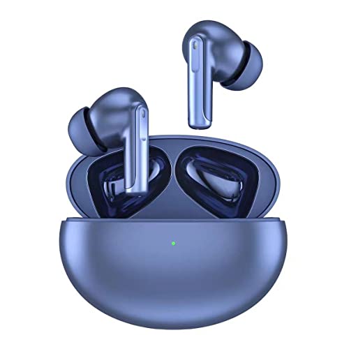 eleror T7 Wireless Earbuds Active Noise Cancelling, 4Mic Call ANC Noise Cancellation Bluetooth Headphones and Immersive Sound with Wireless Charging, Comfortable/Secure Fit, Light Weight (Blue)
