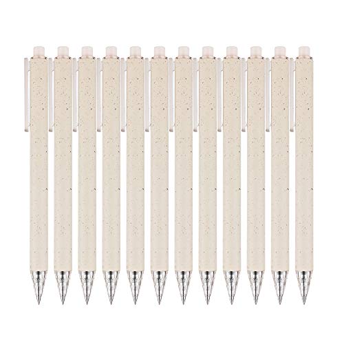 Gel Pens for Note Taking 12PCS RIANCY Black Ink Fine Point Pen Black Gel Pens Quick Dry Ink 0.5mm Smooth Writing Pen for Home Office Art Back to School Supplies (Cream)