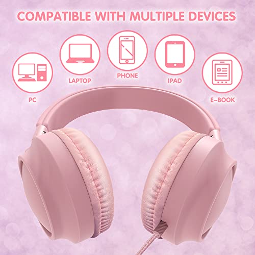 MIDOLA Kids Headphone Wired Over Ear Foldable Noise Protection Light Stereo Headset with Inline Cable AUX 3.5mm Mic for Young Boy Girl Child Travel School Pad Notebook Laptop Tablet Blue
