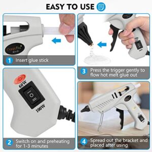 Magicfly 60/100W Hot Glue Gun Full Size with Carry Bag and 15 Pcs Hot Glue Sticks (0.43X5.9inch), Dual Power High Temp Melt Glue Gun Kit for DIY Arts Craft Projects, Home Quick Repairs, Gray