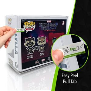 EcoTEK Protectors Compatible with Funko - 2 Pack Pop! & VYNL Figures (8 Pack of EcoTEK 2 Pack Pop Protectors) Strong, Crystal Clear Case, Heavy Duty Acid Free w/ Protective Film & Locking Tab