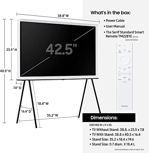 Samsung 43-Inch Class The Serif LS01B Series - QLED 4K Smart TV QN43LS01BAF Includes Free 2 Year, QN43LS01BAFXZA