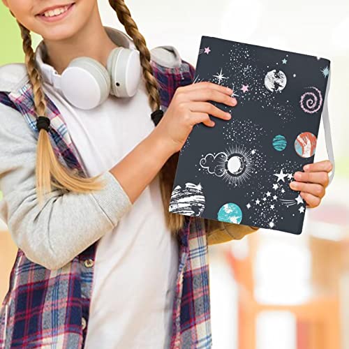 Tongluoye Planets Stars Book Covers for Girls Boys Fashion Moon Spirals Book Sleeve Protector with Humanize Design Durable Reusable Book Pouch for School Books Novels Hardcover Nice Gifts