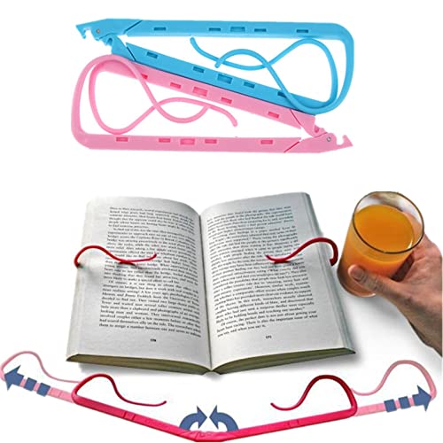 PRVDV Adjustable Bookends 1 Pcs Book Reading Support Clip Pink Blue Bookends Office School Supplies Desk Accessories Organizer (Color : Pink)