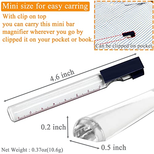 MAGDEPO 2X Bar Magnifier with Color Guiding Line + 2X Stick Mini Bar Magnifier with Clip for Reading Books, Magazines, Newspapers and Small Prints