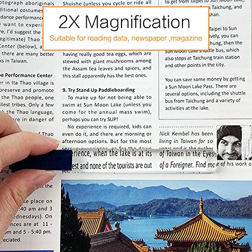 MAGDEPO 2X Bar Magnifier with Color Guiding Line + 2X Stick Mini Bar Magnifier with Clip for Reading Books, Magazines, Newspapers and Small Prints