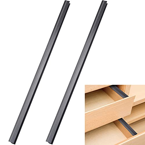 Chinco 2 Pieces PVC Drawer Hanging File Rails Black File Cabinet Rails for Hanging Files 1/2 Drawer Sides Letter Size File Storage Hanging File Organizer (16 Inch)