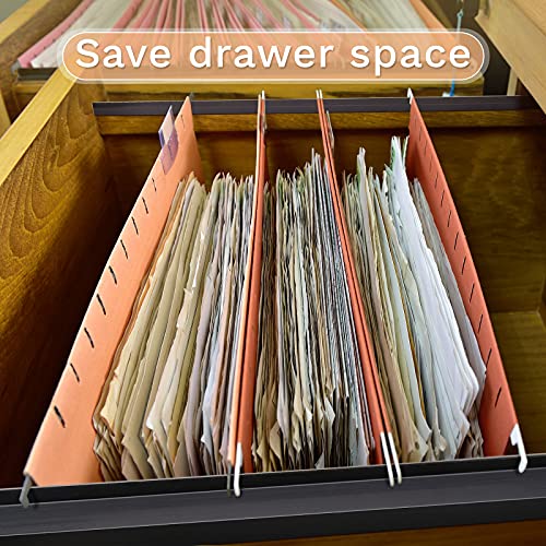 Chinco 2 Pieces PVC Drawer Hanging File Rails Black File Cabinet Rails for Hanging Files 1/2 Drawer Sides Letter Size File Storage Hanging File Organizer (16 Inch)