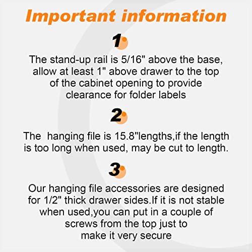Chinco 2 Pieces PVC Drawer Hanging File Rails Black File Cabinet Rails for Hanging Files 1/2 Drawer Sides Letter Size File Storage Hanging File Organizer (16 Inch)