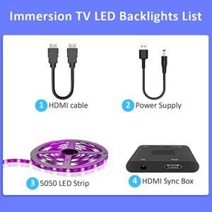 TV LED Backlight Kit and HDMI Sync Box, led tv Backlight for 65 inch TV, sync with Music, tv and Games can tv Lights That Change with tv, Smart Phone app Control, LED for Bedroom, TV, Room DIY LED