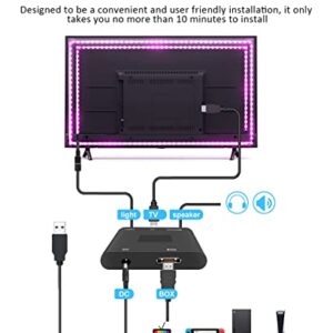 TV LED Backlight Kit and HDMI Sync Box, led tv Backlight for 65 inch TV, sync with Music, tv and Games can tv Lights That Change with tv, Smart Phone app Control, LED for Bedroom, TV, Room DIY LED