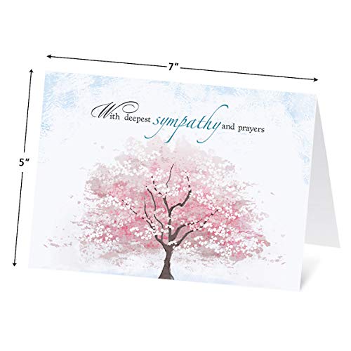 Sympathy Comfort Faith Cards with Scripture - Set of 8 (4 Designs), Large 5" x 7", Religious Sympathy Cards with Sentiments Inside, White Envelopes