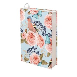 poetesant hummingbird rose floral butterfly blue book protector fit paperbacks journal book sleeves cover soft book protector pouch