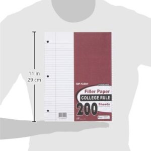 Top Flight Filler Paper, 11 x 8.5 Inches, College Rule, 200 Sheets (12401), White