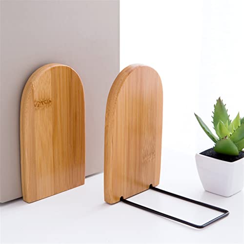 PRVDV Adjustable Bookends Bamboo Desktop Organizer Office Home Bookends Book Ends Stand Holder Shelf Bookrack 1pcs