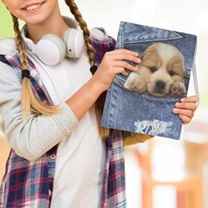 AFPANQZ Funny Denim Dog Print Book Covers Book Sleeve Textbook Paperback Protector Book Pouch Reusable Washable Book Covers 9 x 11 Inches Elastic Book Covers