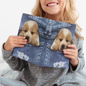 AFPANQZ Funny Denim Dog Print Book Covers Book Sleeve Textbook Paperback Protector Book Pouch Reusable Washable Book Covers 9 x 11 Inches Elastic Book Covers