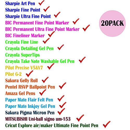 SPPQ 20 Packs Pen Adapter Holder Set Compatible with Cricut (Explore Air/Air 2/Air 3 and Maker/Maker 3), (Sharpie/Bic/Crayola/Sakura/Pilot/Pentel/Paper mate/Mitsubishi uni-ball)