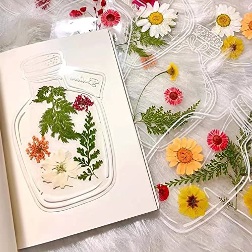 Dried Flower Bookmarks Set, DIY Bookmarks, Transparent Dried Flower Bookmarks, Beautiful DIY Dried Flower Bookmark, Flower Bookmarks Maker (A)