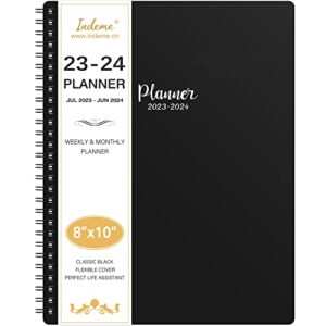 planner 2023-2024 – jul.2023 – jun.2024, 8″ × 10″, academic planner 2023-2024, weekly & monthly planner 2023-2024, classic black, twin-wire binding, perfect life assistant