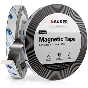 gauder strong magnetic tape self adhesive (10 feet long x 0.6 inch wide) | magnetic strips with adhesive backing | magnet roll