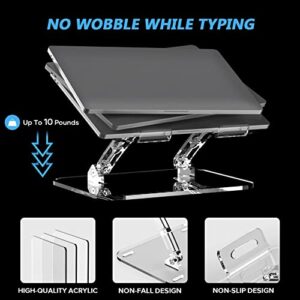 Lpoake Adjustable Laptop Stand, Portable Ergonomic Computer Stand for Laptop, Foldable Laptop Riser for Desk, Compatible with 10 to 15.6 Inches Notebook Computer Laptops (Transparent)