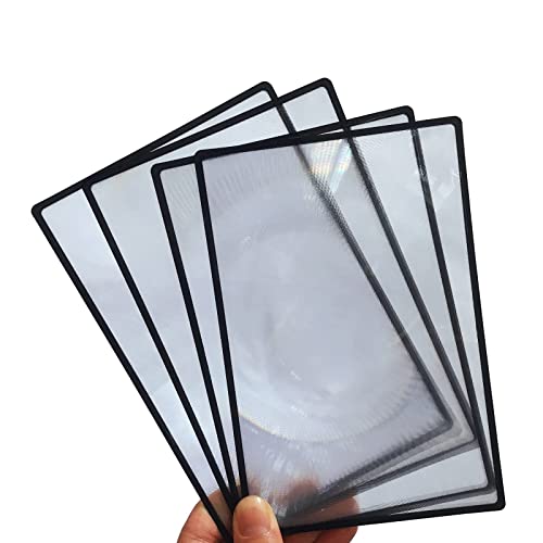 4pcs Page Magnifier for Reading, 3X Magnifying Lens Sheet/Bookmark Flat Magnifier Lenses Lay on Page, Magnifying Fine Print, Flexible Lens, by HYMAOME