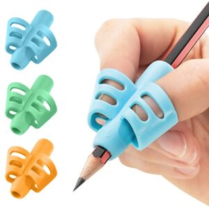 stylo pencil grips for kids handwriting, perfect pencil holders for kids home schooling and preschool – writing tools for kids, assorted pen grips, christmas gifts (pack of 3)