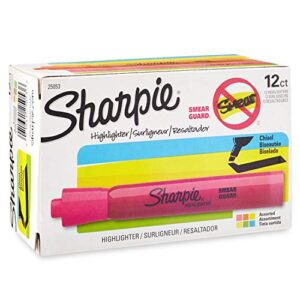 sharpie tank style highlighters, chisel tip, assorted, box of 12