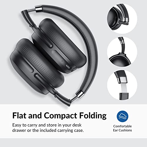 Synthphonics SE8 Hybrid Active Noise Cancelling Headphones, Wireless Over-Ear Bluetooth Headphones with Hi-Fi Stereo Sound, Comfortable Protein Earpads, 30H Playtime for TV, Phone, Laptop - True Black