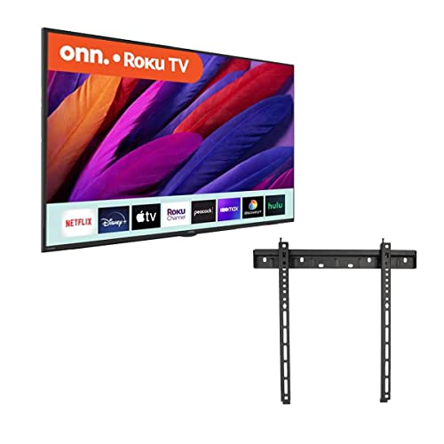 ONN 43-Inch Class 4K (2160P) Smart LED TV Compatible with Netflix, Disney+, YouTube, Apple TV and HBO + Free Wall Mount (No Stands) 100012584 (Renewed)