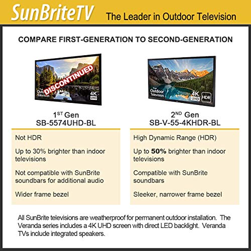 SunBriteTV Outdoor TV 55-Inch Veranda (1st Gen) 4K Ultra HDTV LED Black - SB-5574UHD-BL