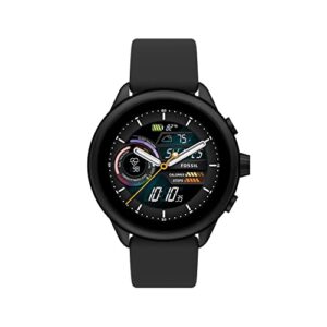 Fossil Unisex Gen 6 44mm Wellness Edition Touchscreen Silicone Smart Watch, Color: Black (Model: FTW4069V)