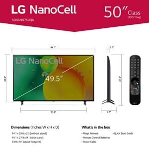 LG 50-Inch Class NANO75 Series Alexa Built-in 4K Smart TV (3840 x 2160), 60Hz Refresh Rate, AI-Powered 4K, WiSA Ready, Cloud Gaming (50NANO75UQA, 2022) (Renewed)