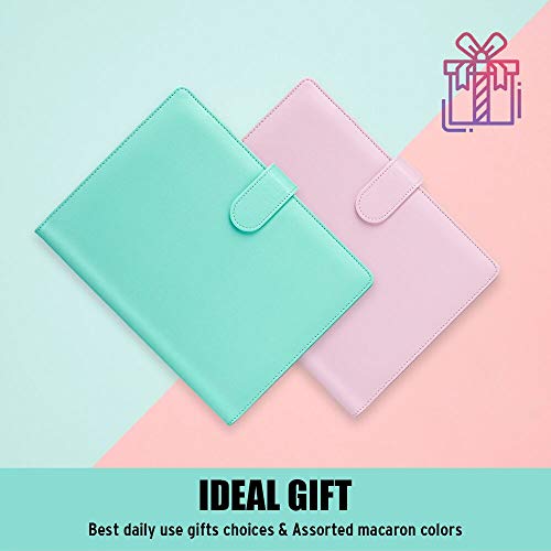 Sooez A5 Notebook Binder, 6 Ring Planner with Stylish Design, Loose Leaf Personal Organizer Binder Cover with Magnetic Buckle Closure, PU Leather Binder for Women with Macaron Colors (Pink)