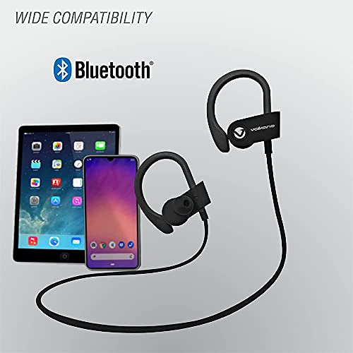 Volkano Scorpio Series 15Hr Bluetooth Ear Buds for Running and Type-C Charging Case [Black] Volkano Race Series Bluetooth Earbuds with Ear Hooks & Microphone for Sports [Black] - 2 Items