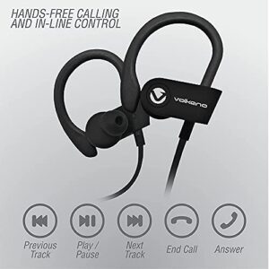 Volkano Scorpio Series 15Hr Bluetooth Ear Buds for Running and Type-C Charging Case [Black] Volkano Race Series Bluetooth Earbuds with Ear Hooks & Microphone for Sports [Black] - 2 Items