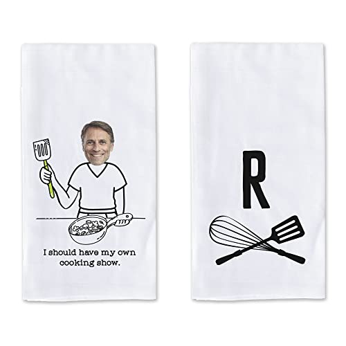 sockprints Personalized Kitchen Towel with Monogrammed for Wannabe TV Chef - Males – Funny Kitchen Towels Set. 100% Pure Ringspun Cotton, Super Absorbent Kitchen Towels - Chef Design, Kitchen Décor