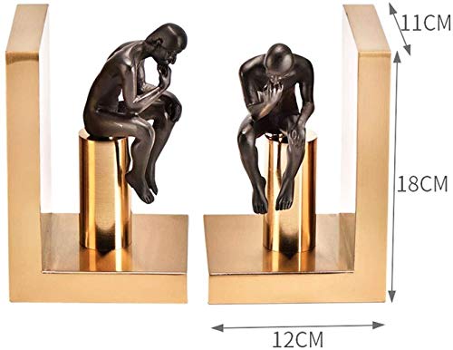 Bookend Supports HeavyDuty ， Small Humanoid Bookend Book Organizer Set of Two Iron Children Adults Desk Office Home Decoration Gift