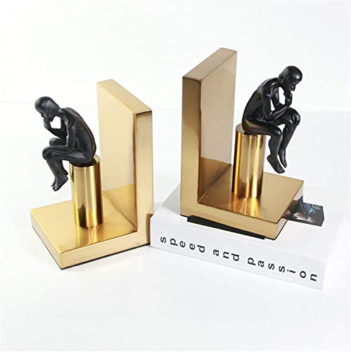 Bookend Supports HeavyDuty ， Small Humanoid Bookend Book Organizer Set of Two Iron Children Adults Desk Office Home Decoration Gift