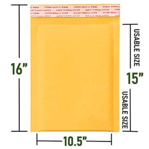 SALES4LESS #5 Kraft Bubble Mailers 10.5x16 Inches Shipping Padded Envelopes Self Seal Waterproof Cushioned Mailer 10 Pack, Gold (KBMVR_10.5X16-10)