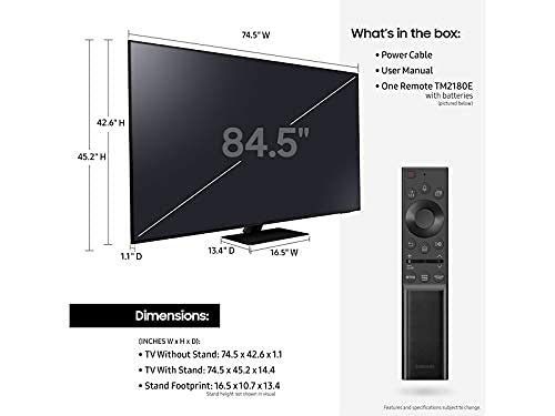 SAMSUNG QN85QN85AA 85" QN85AA Series Neo QLED 4K UHD Smart TV with an Additional 1 Year Coverage by Epic Protect (2021)