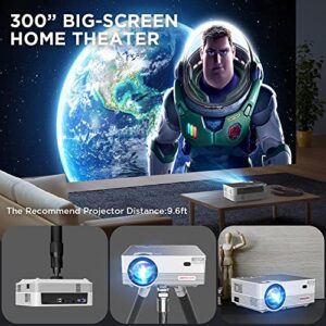 Projector with WiFi and Bluetooth, Native 1080P 9500L Full HD Outdoor Movie Projector, DBPOWER Mini Portable Media Video Projector Support iOS/Android Sync Screen and Zoom Compatible w/PC/DVD/TV