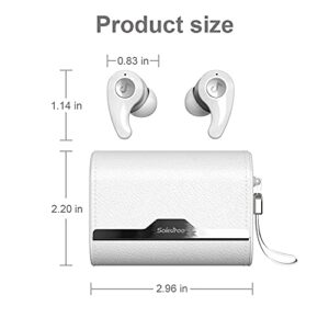 Soiedroo White Stereo Bluetooth True Wireless Earbuds IPX5 Waterproof in-Ear Earphones with Mic Mini Headphone with Noise Cancelling Small Headset with Wireless Charging Case