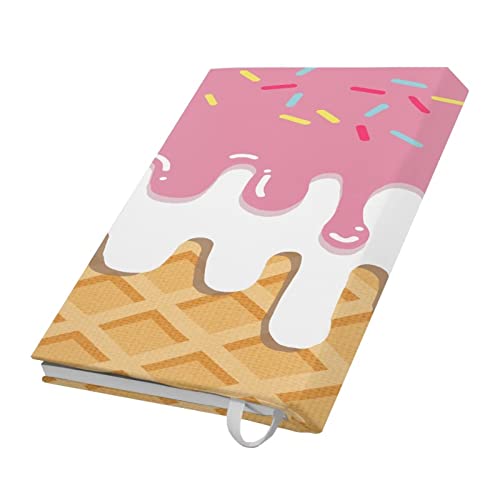 TODIYADDU Pink Ice Cream Book Sleeve Covers for Protect Simplicity Resilient Stretchable Book Covers No Glue Washable Suitable for Novels, Bibles, Documents