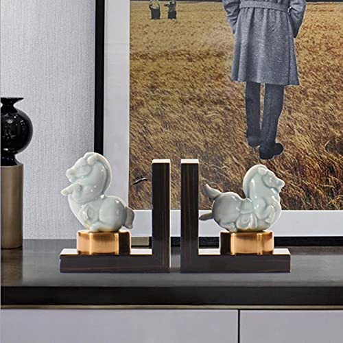 1pair New Ceramic Bookend Shelf Lovely Horse Bookend Holder Office School Supplies Stationery Gift Home Decoration