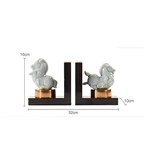 1pair New Ceramic Bookend Shelf Lovely Horse Bookend Holder Office School Supplies Stationery Gift Home Decoration