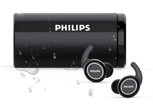 philips actionfit st702 true wireless bluetooth earbuds, tws, noise isolation, lightweight, stereo with ipx5 splash resistance and uv cleaning charging case – black (tast702bk)